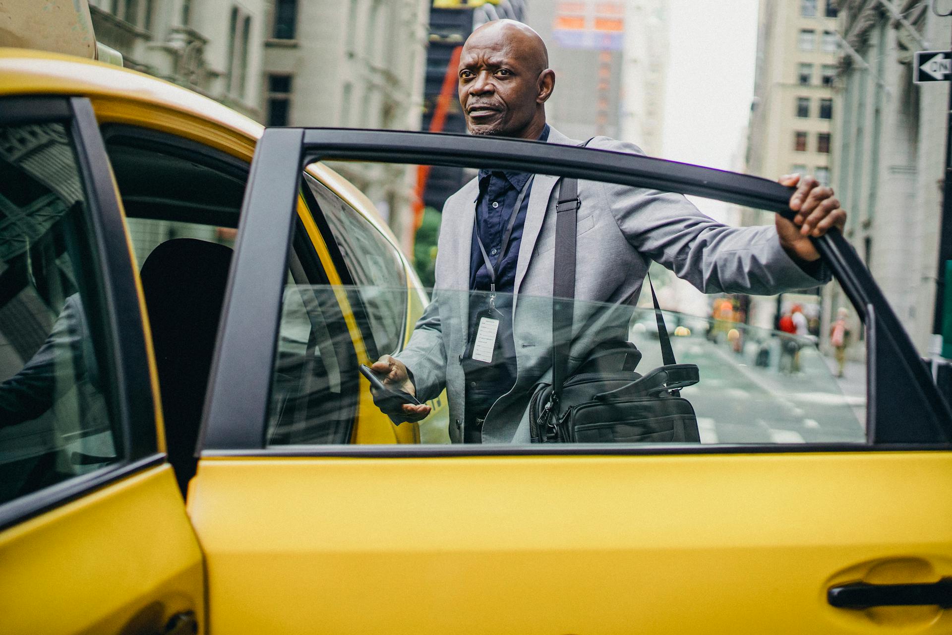 man getting in the car